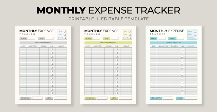 Monthly Expense Tracker Template &ndash; Clean Printable Planner for Monthly Expenses
