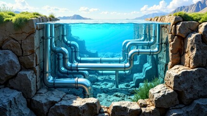 Underground Blues Pipeline Facility Scene