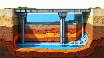 Diagram of underground double compartment water isolation device