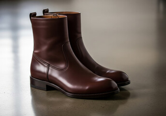 洗練された光沢と深い色合いが魅力の本革ブーツ