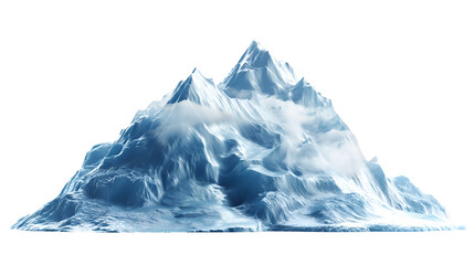 Majestic icy mountain range rendered with sharp peaks and swirling white clouds isolated on a black background illustrating cold rugged terrain