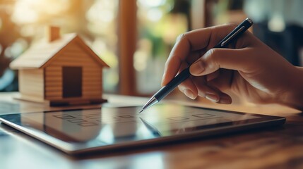 Person calculating costs for a new house project.