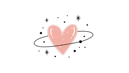 Heart planet illustration. Self love concept
