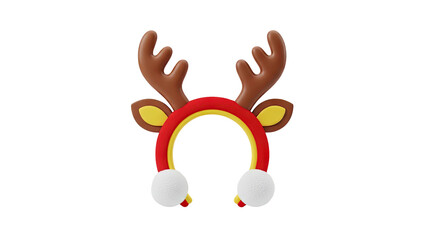 3D Christmas Reindeer Antler Headband Accessory on transparent background