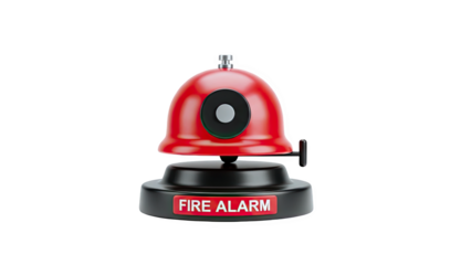 3D Red Fire Alarm Bell on transparent background