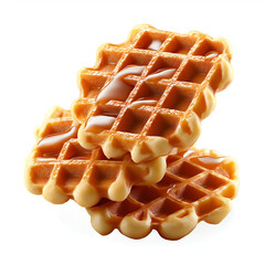 Delicious golden waffles drizzled with syrup, perfect for breakfast or dessert. Tempting and indulgent treat.