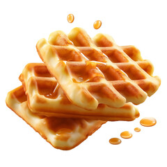 Delicious golden waffles drizzled with syrup, perfect for breakfast or a sweet treat.