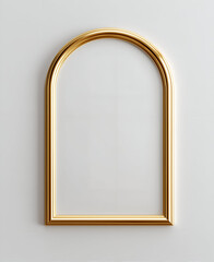 Elegant gold frame with arch design, perfect for displaying artwork or photographs in stylish interiors.