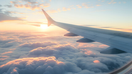 Cloud Ocean — Wing Over Pastel Skies, view from the plane