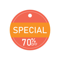 Flat design special price tag with 70% off discount label
