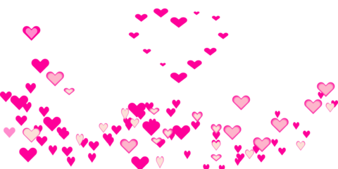 Pink Hearts Falling on White Background 