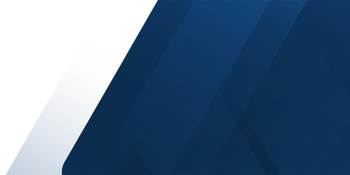 White and blue modern abstract wide banner with geometric shapes. Dark blue and white abstract background. Vector illustration