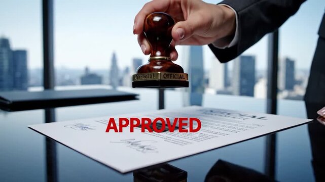 Document Approval Process - Stamping Official Papers in Business Setting.
