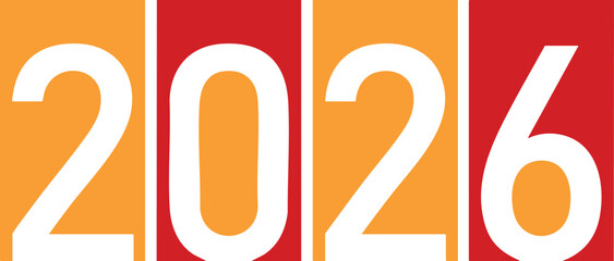 2026 year background with bold white numbers on orange and red blocks