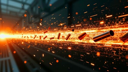 Light Flame Rapid Shooting Industrial Pipeline Scene