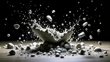 Dynamic picture of rock fragmentation and scattering