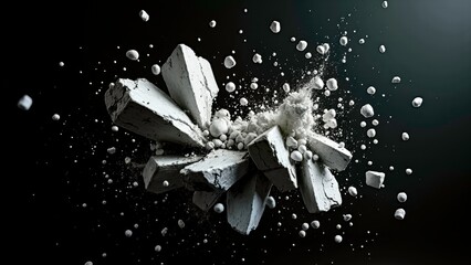 Crystal explosion and scattering art scene