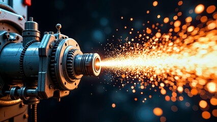 Close up of flame injection mechanical device