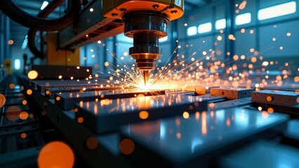 Spark splatter industrial processing scene