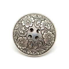 Fototapeta premium Ornate Silver Floral Round Flower Frog For Floral Arrangement and Home Decor
