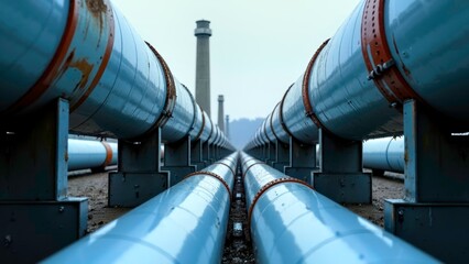 Open industrial pipeline depth scene