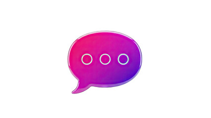 3D Speech bubble with three dots icon on transparent background