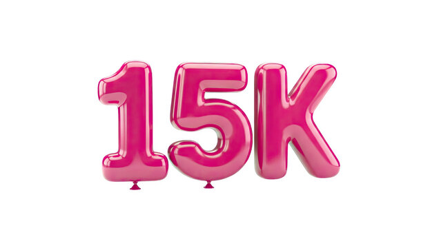 3D 15K Pink Balloons on transparent background