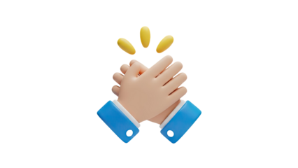 3D Clapping Hands Icon on transparent background