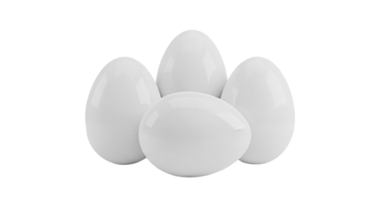 3D Four white eggs on a transparent background
