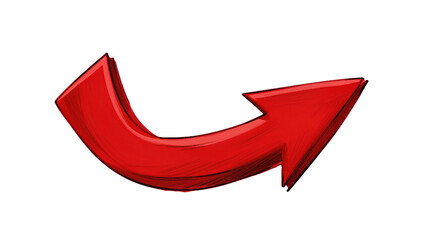 Glossy red 3D arrow with textured surface