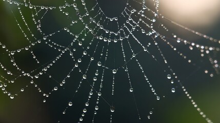 radial. Dew drops in a circular pattern along delicate spider web threads. wildlife magazines, conservation campaigns, designed for wildlife conservation campaigns, supports conservation.