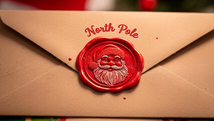 Santa claus letter with north pole wax seal