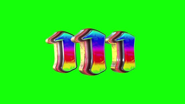 Triple Number one 3D text loop animation