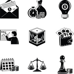 
Collection of Bank and Finance Doodle Style Illustrations 

