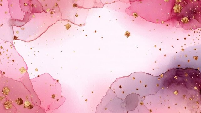 Dreamy watercolor swirls with golden accents