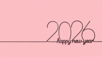 Happy New Year 2026 Text on Pink Background typography