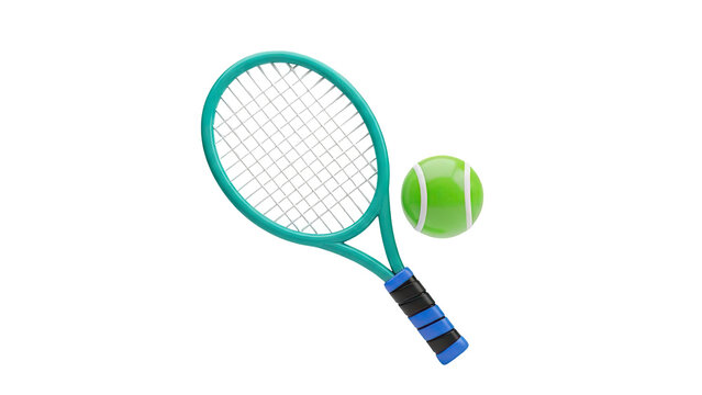 3D Tennis racket and ball on transparent background