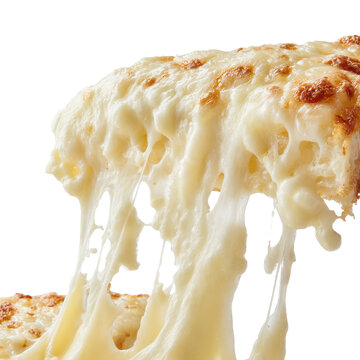 Delicious pizza with stretchy cheese melting over the crust. or transparent background