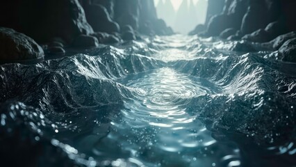 The magnificent artistic scene of water waterfall light