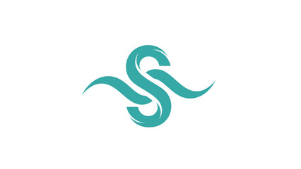 Abstract Teal Swirls Forming an Elegant S Shape.