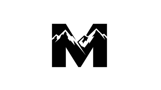 Bold M letter logo with mountain peaks design.