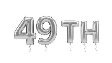 3D 49th Anniversary or Birthday Balloons on transparent background