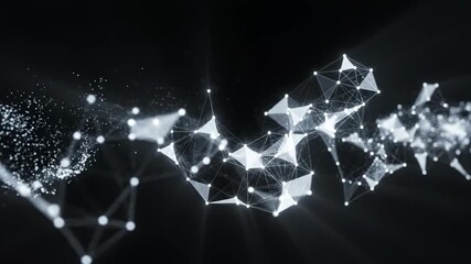 Glowing white polygonal network on a dark background - Powered by Adobe
