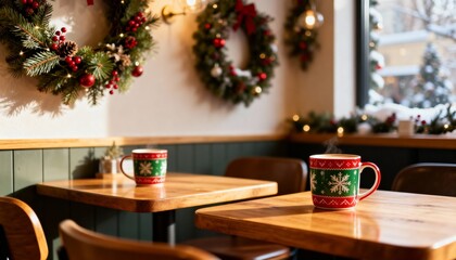 christmas table setting with christmas decorations