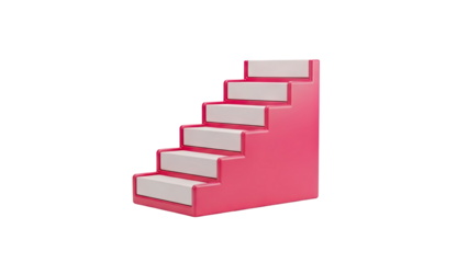 3D Pink and white stairs graphic on transparent background
