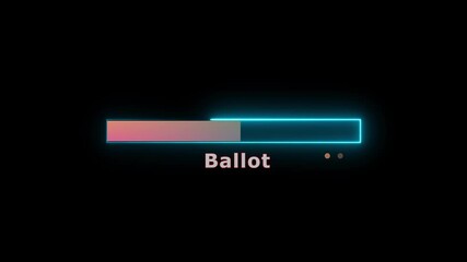 Ballot glowing loading bar with dynamic neon effect on black background for elections - Powered by Adobe