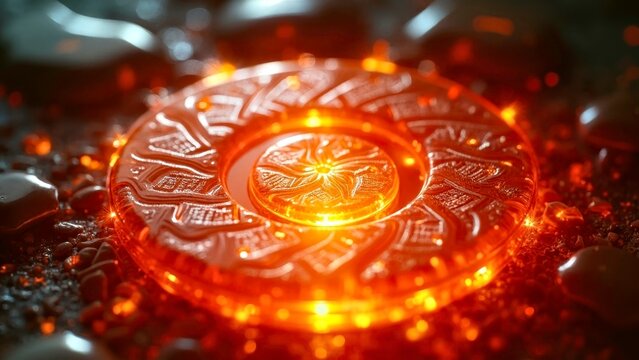 Red flame disc-shaped gorgeous artistic scene
