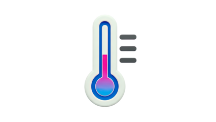 3D Thermometer Icon with Pink and Blue Gradient on transparent background