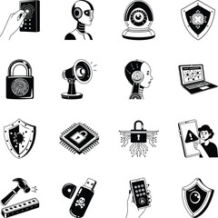 Collection of Hand Drawn Cybersecurity Illustrations 