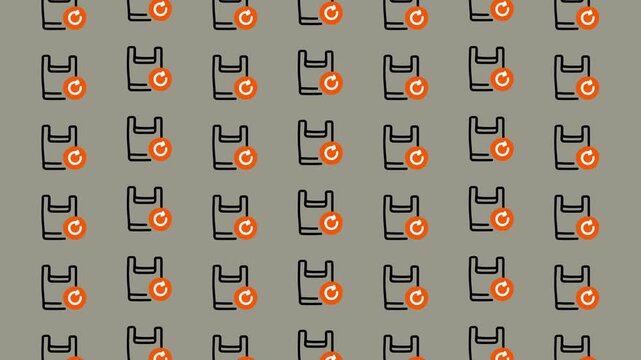 Seamless Pattern of Shopping Bags with Warning Icons.